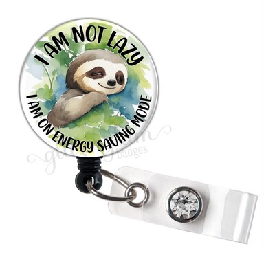 Funny Sloth Retractable Badge Holder, Cute Sloth Badge Reel, Animal Rescue Badge Holder, Funny Retractable Badge, Animal Badge Reel -GG6253J - image1